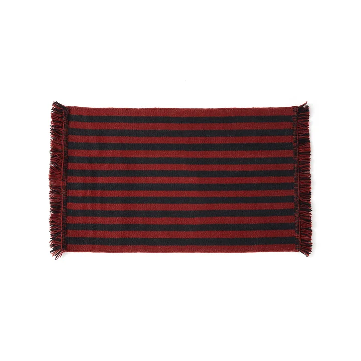 HAY - Stripes and Stripes Wool Teppich, 95 x 52 cm, cherry