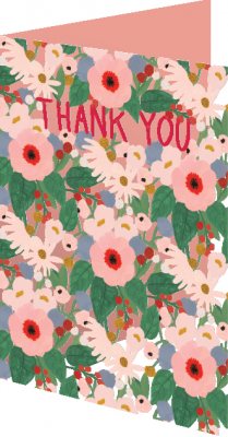 Thank You Pink Flowers Lasercut Card