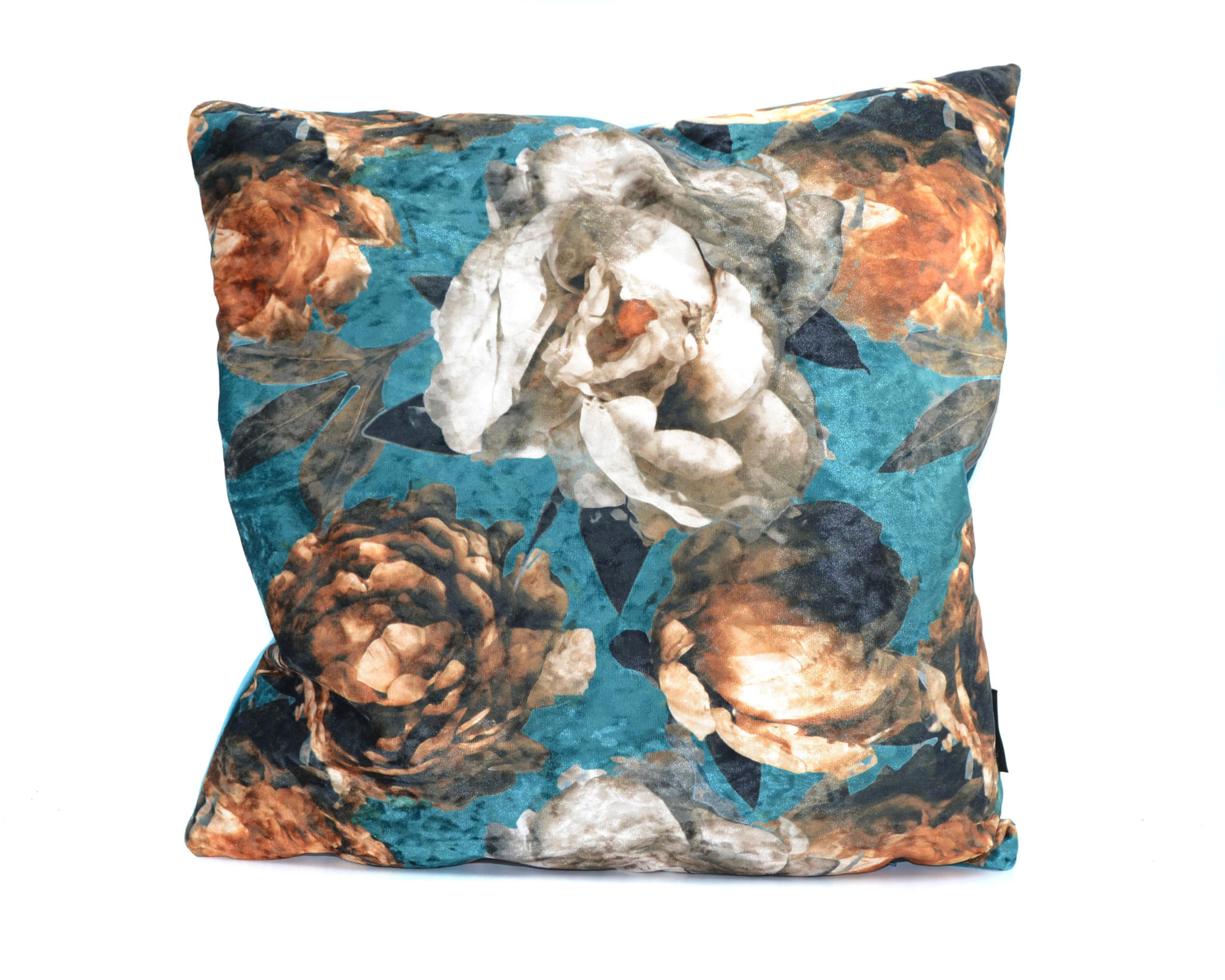 Kussen antique rose petrol 45 x 45 cm