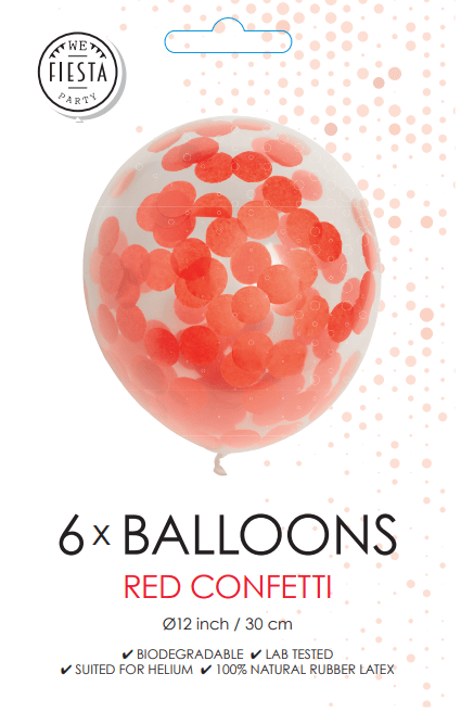 Confetti Ballonnen Rood 30cm 6st