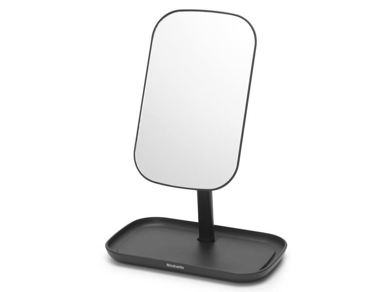 Brabantia Kosmetikspiegel ReNew mit Ablageschale, Schwarz Flexibel verstellbarer Make-Up Spiegel