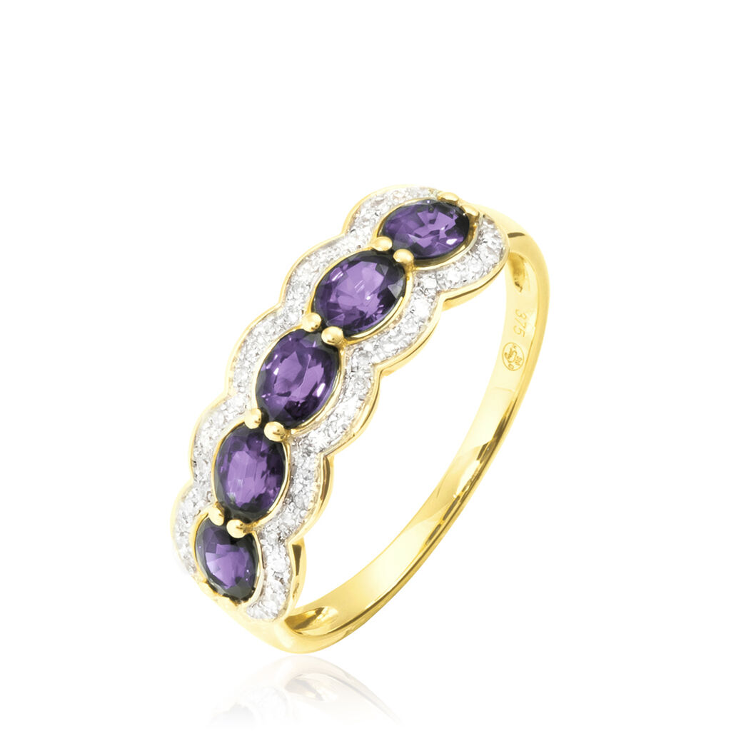 Bague Margaux Or Jaune Amethyste Et Diamant