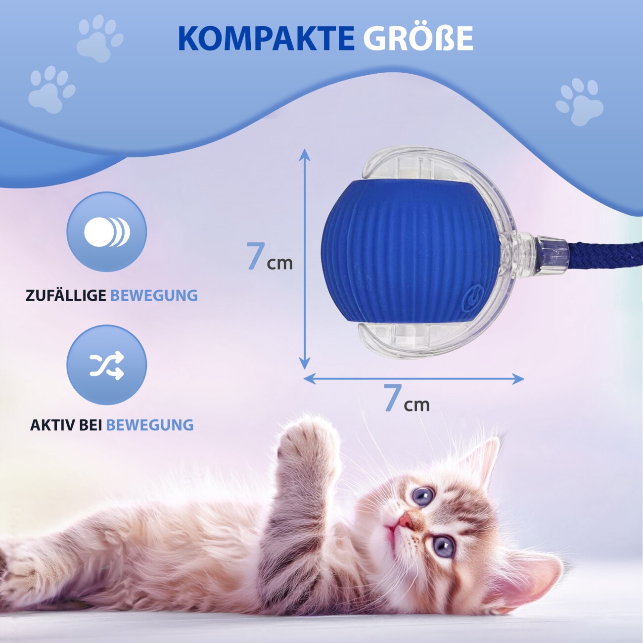 Petsation Interaktiver Katzenball blau