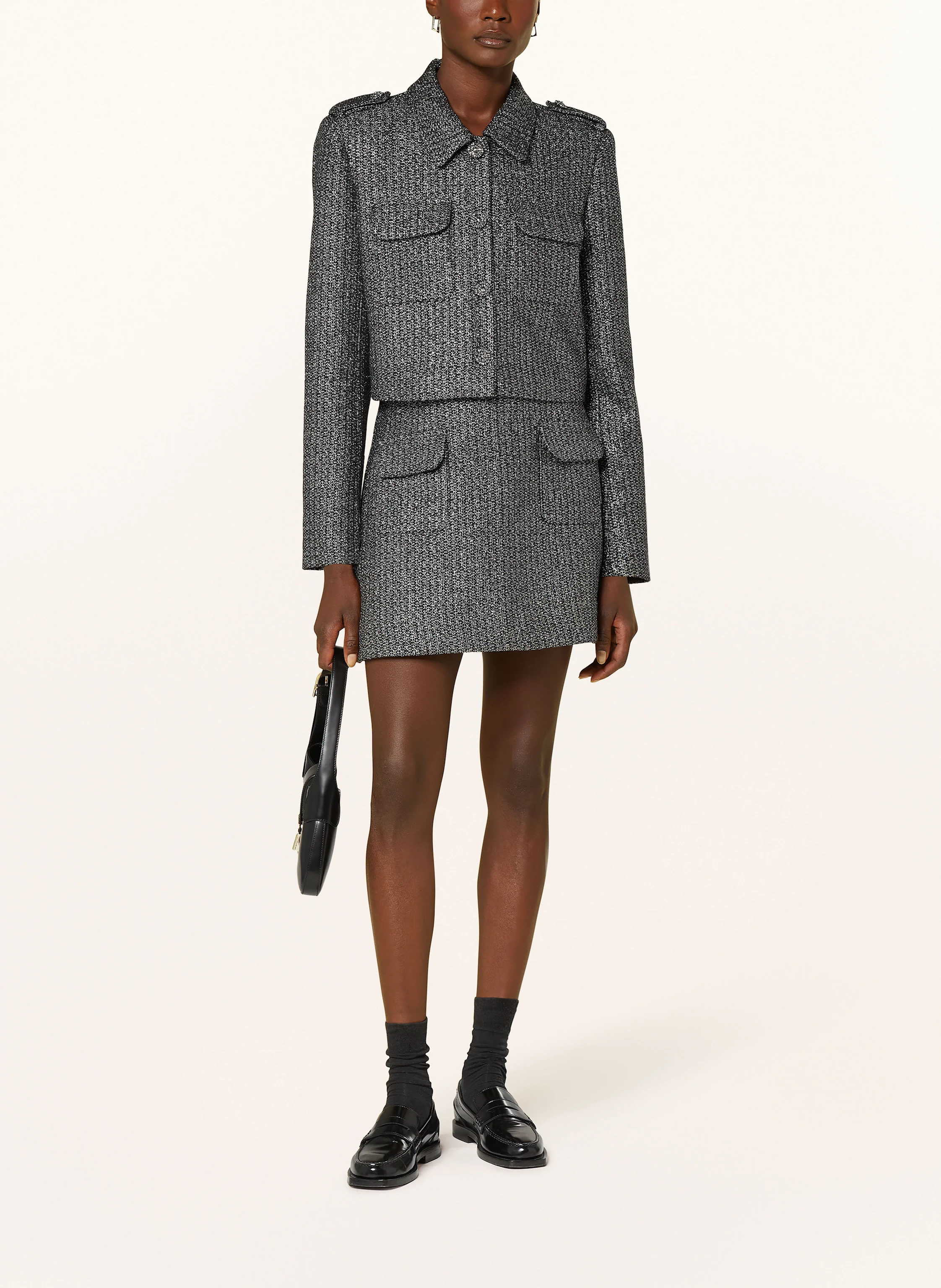 self-portrait Bouclé-Jacke mit Glitzergarn