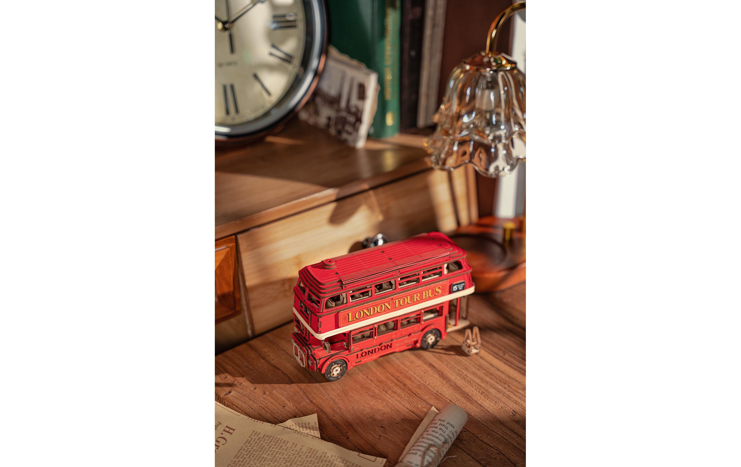 Bausatz London Tour Bus 255-teilig3D-Puzzle aus lasergeschnittenen Holzteilen
