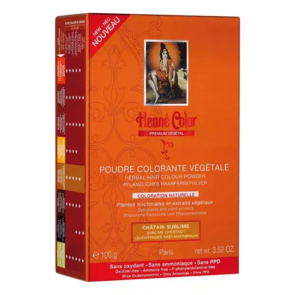 Henna em pó para coloração, castanho sublime, 100g