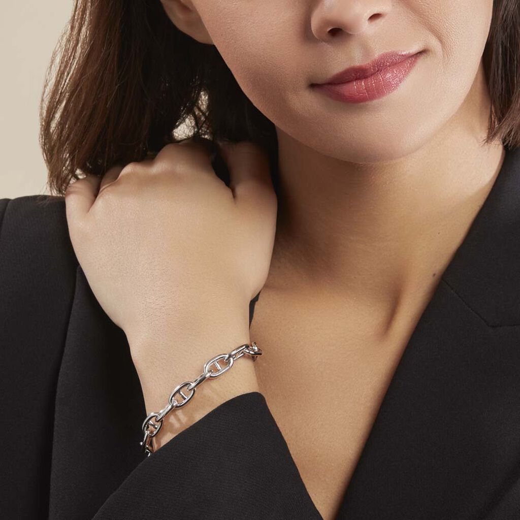 Bracelet Nazima Maille Marine Argent Blanc