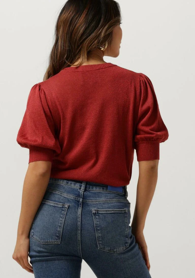 MINUS rode minus top liva puff sleeve metallic knit pullover