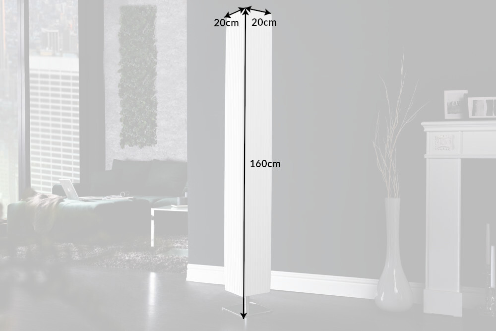 Moderne Design Stehlampe PARIS 160cm weiß Plissee Schirm Stehleuchte