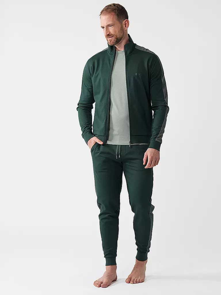 BOSS Loungewear Sweatjacke dunkelgrün