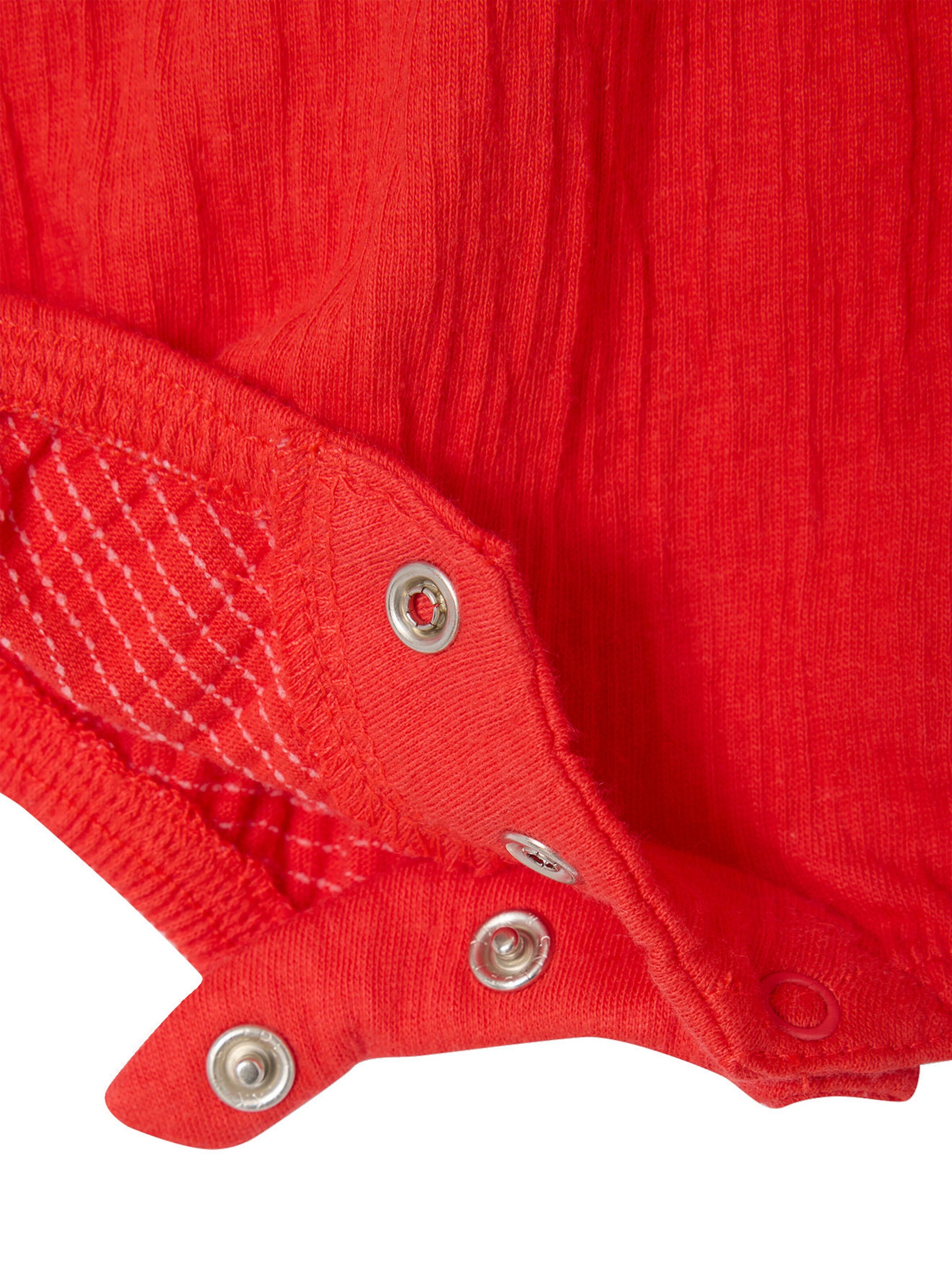 Vertbaudet Mädchen Baby Kurzoverall, Smokdetails und Volants rot