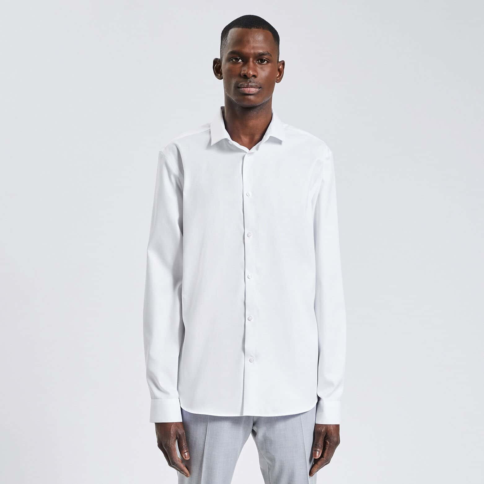 Chemise slim sans repassage unie coton Blanc
