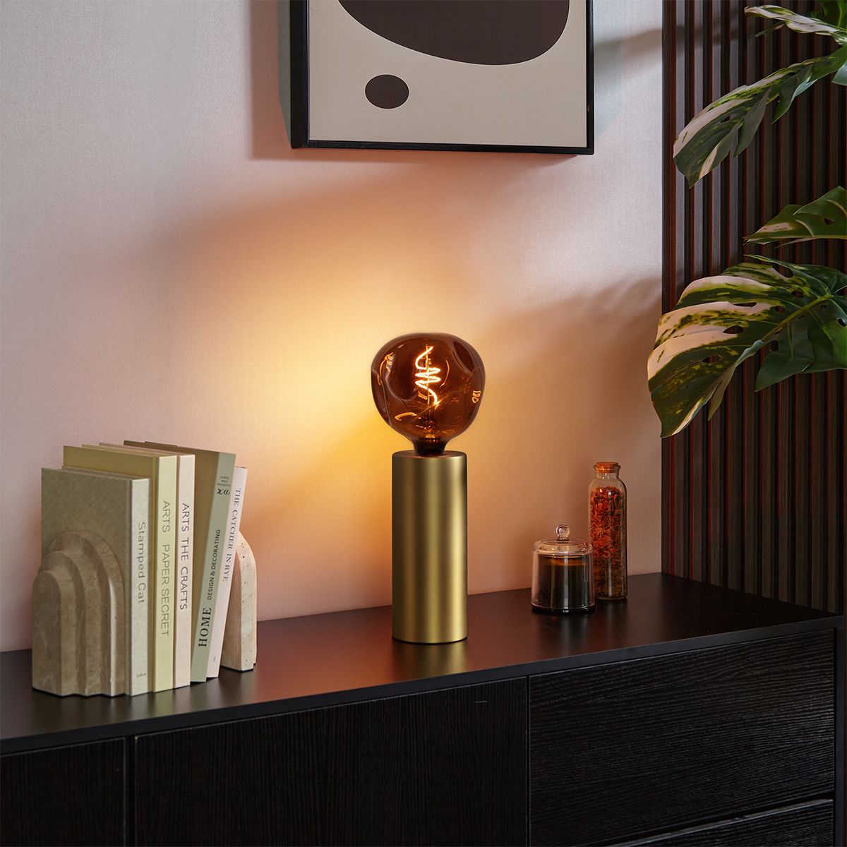 Moderne tafellamp messing 24cm - Cylinder