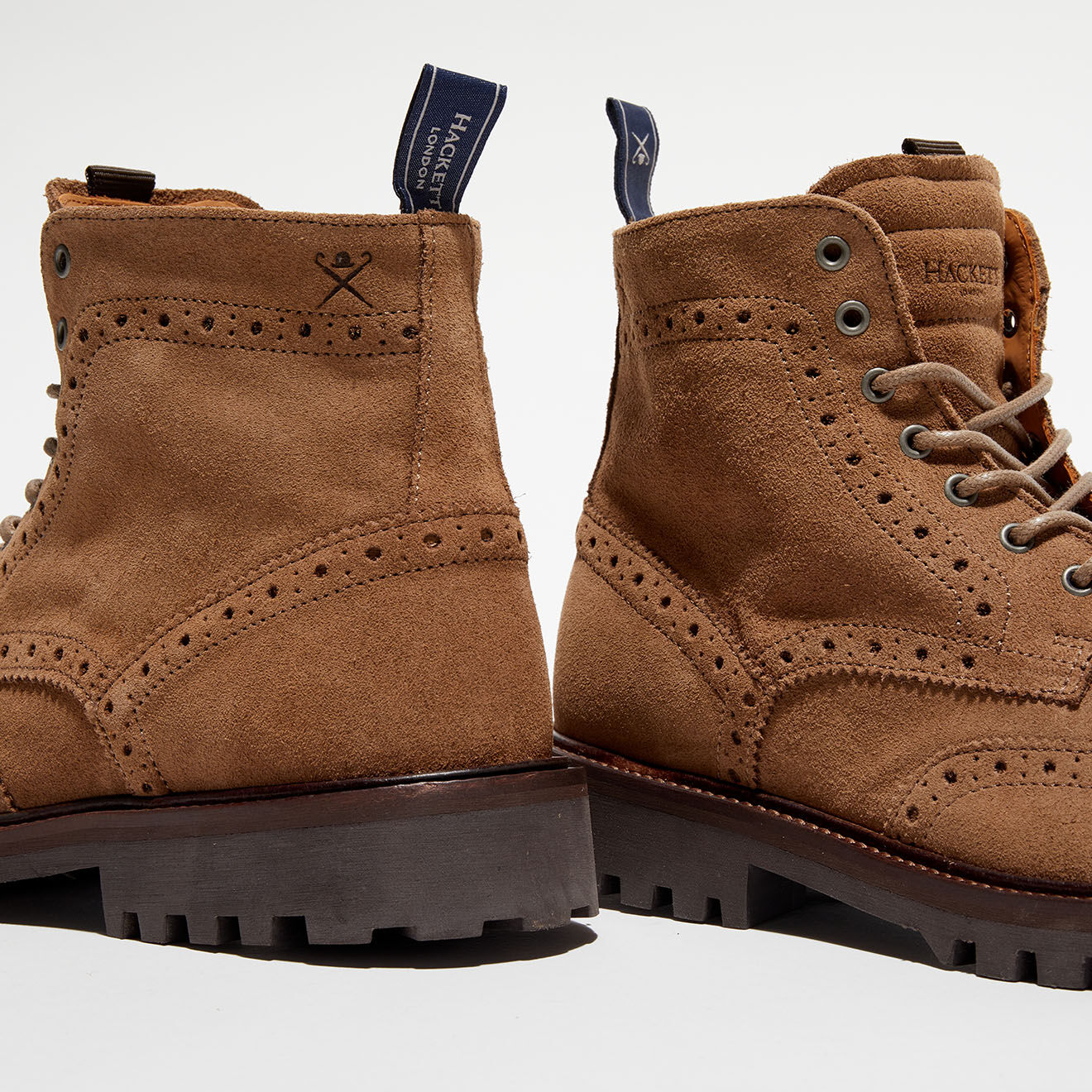 Hackett London Boots en Velours de Cuir à Lacets marron