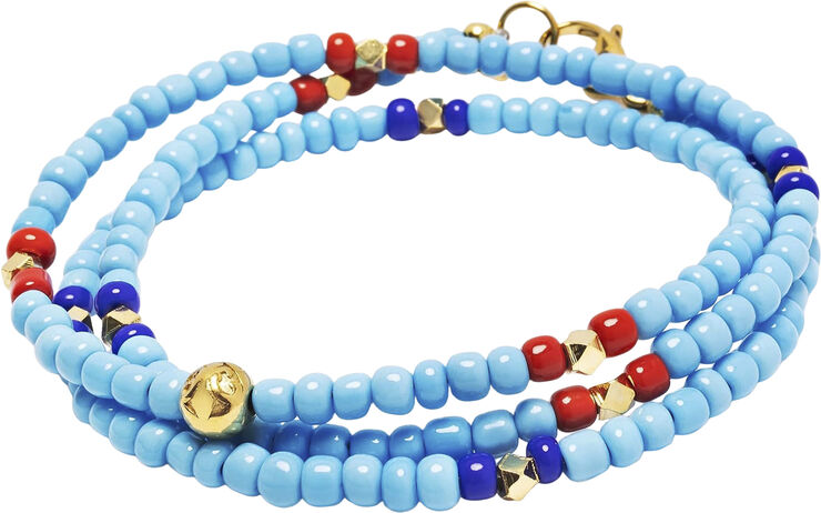 Nialaya The Mykonos Collection - Vintage Turquoise, Red, and Blue Glass Bead Multi
