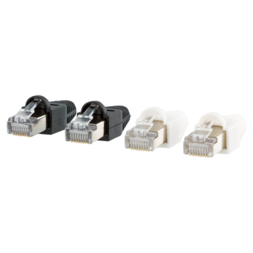 Q-Link UTP connector 4x/kap RJ45 2x zwart wit 8 stuks