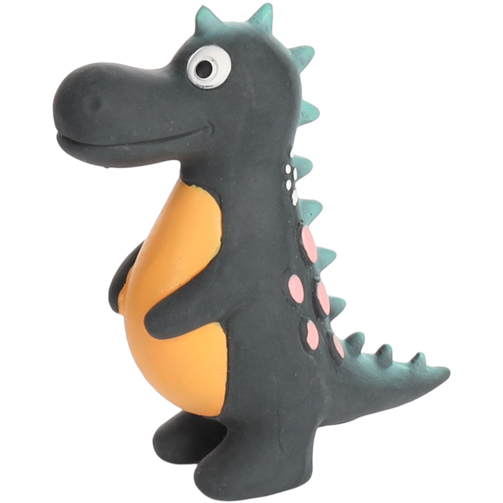 Jouet dinosaure noir puga en latex hauteur 12 cm pour chien