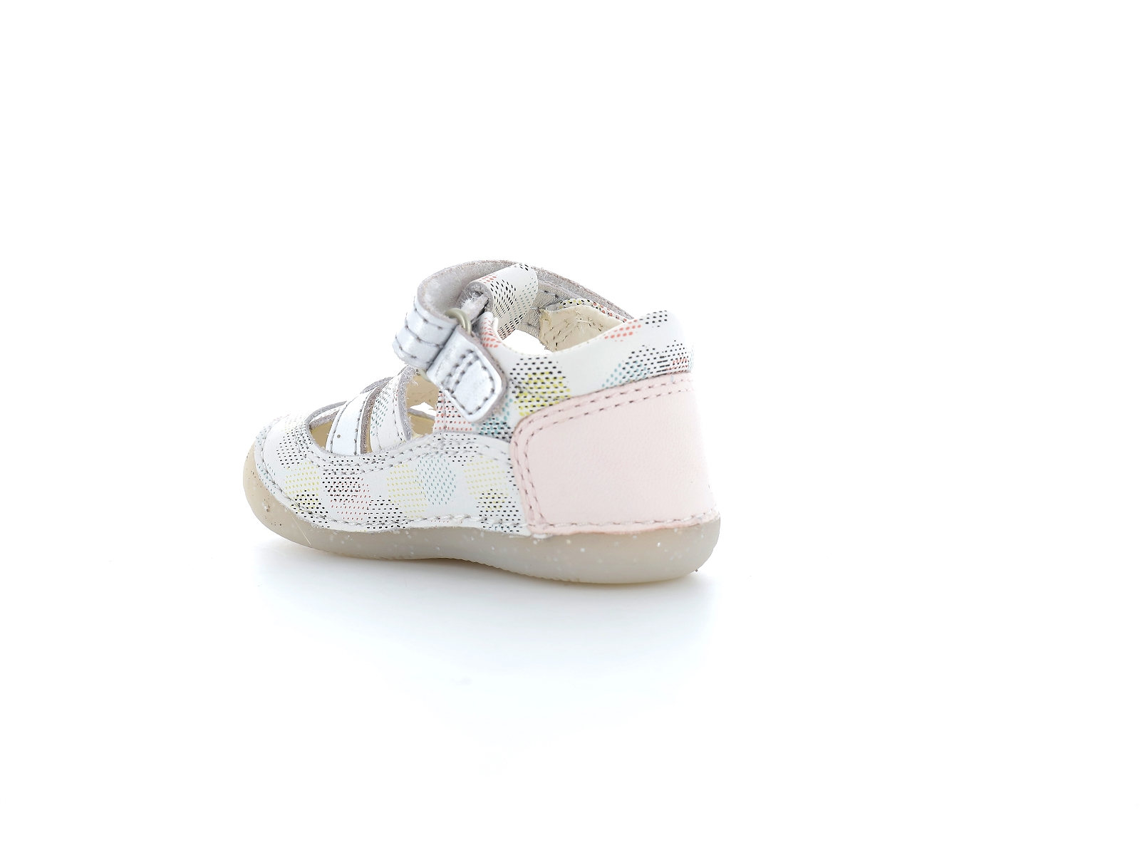 Kickers-SUSHY Cuir Blanc Rose