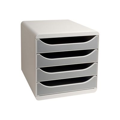 Exacompta BigBox - Module de classement 4 tiroirs - gris/gris