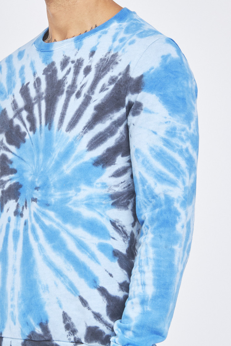 Sweat bleu à motif psychédélique