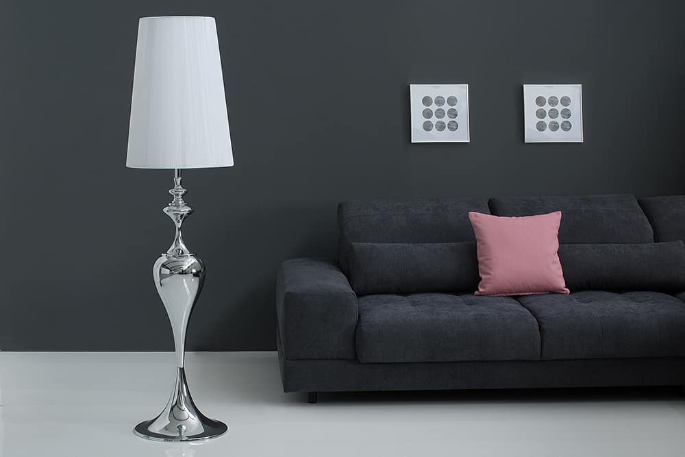 Edle Design Stehlampe LUCIE 160cm silber weiß Barock Stil Stehleuchte