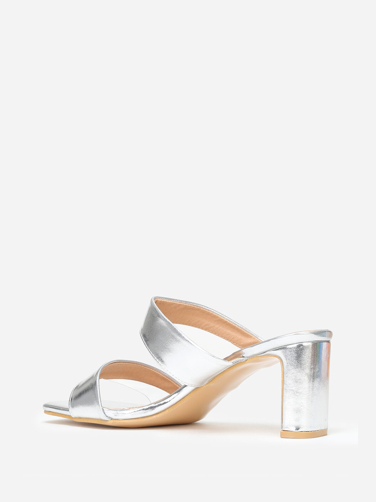 Mules à brides et transparentes grandes tailles- Argenté