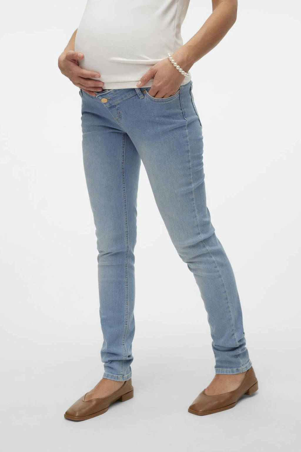 MAMALICIOUS zwangerschaps skinny jeans MLOLIVIA light blue denim