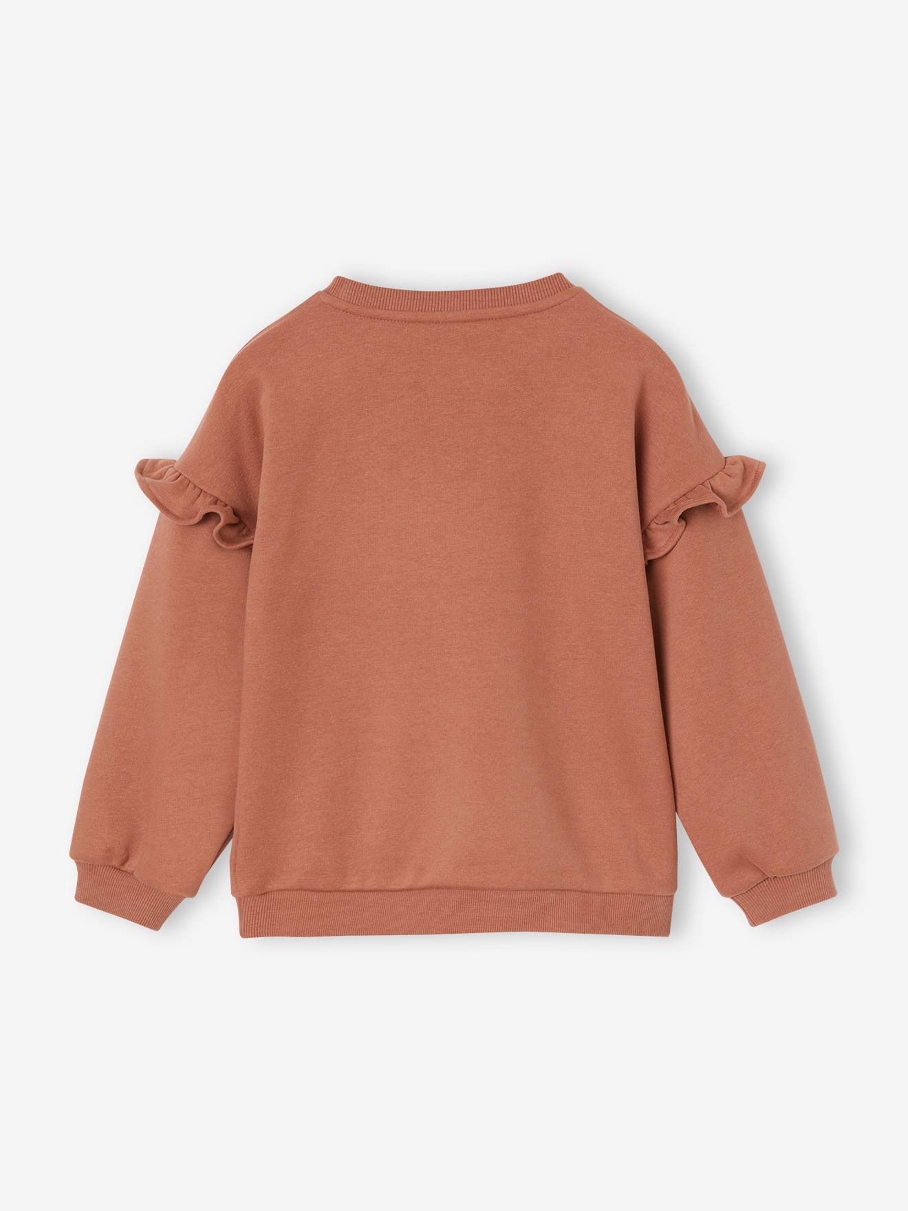 Blusa de moletom com babados personalizável para meninas, cor ferrugem