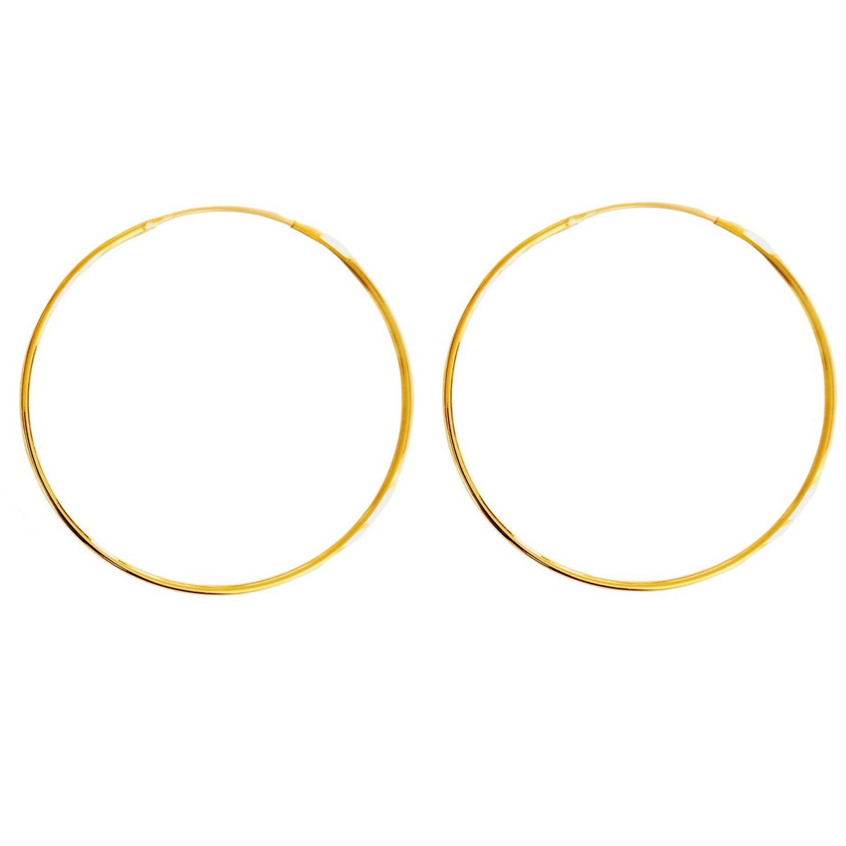 Boucles d'oreilles Créoles en plaqué or 5 cm 5cm 50 mm 50mm 1mm