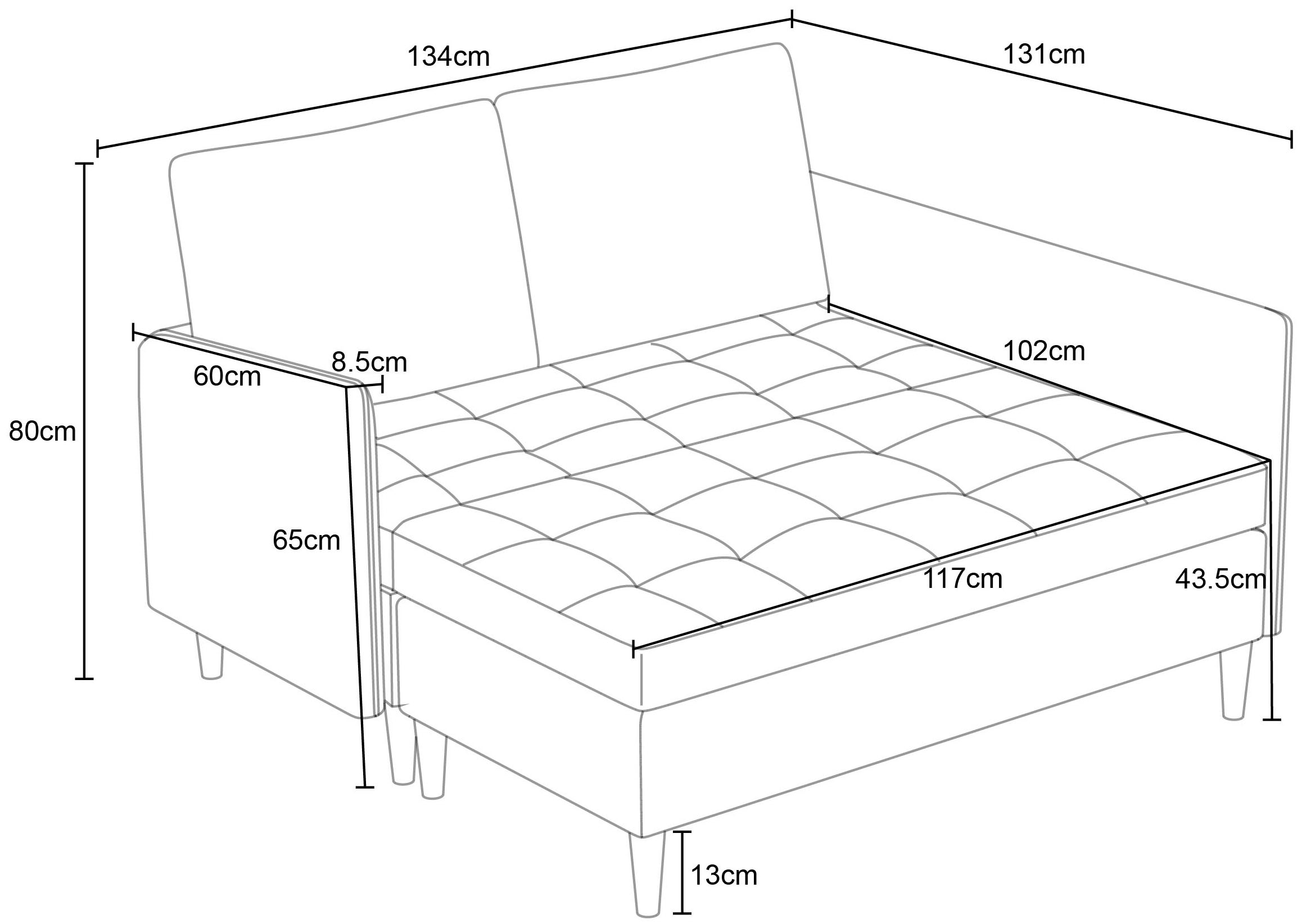 Dorel Home Ecksofa »LINDHUS, L-Form, verschiedene Stellvarianten, Schlaf-Liege« Modulsofa, Recamiere, grosser Bettkasten, Cord, Chenille