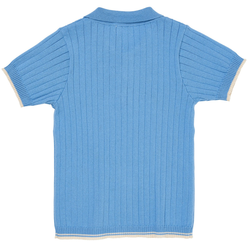 Køb COPENHAGEN COLORS Sky Blue/Cream Comb. Rib Strikket Polo