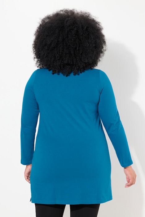 Longshirt, A-Linie, Keyhole, Rundhals, Langarm
