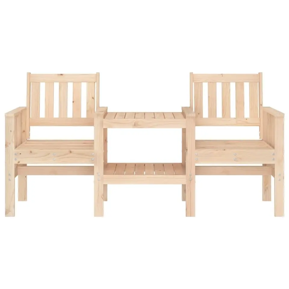 vidaXL - Tuinbank 2-zits - Bruin - Grenenhout - Met tafel