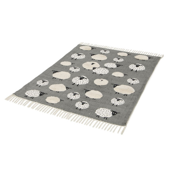 Tapis chambre d'enfant - petits moutons - gris et beige - 120 x 170 cm