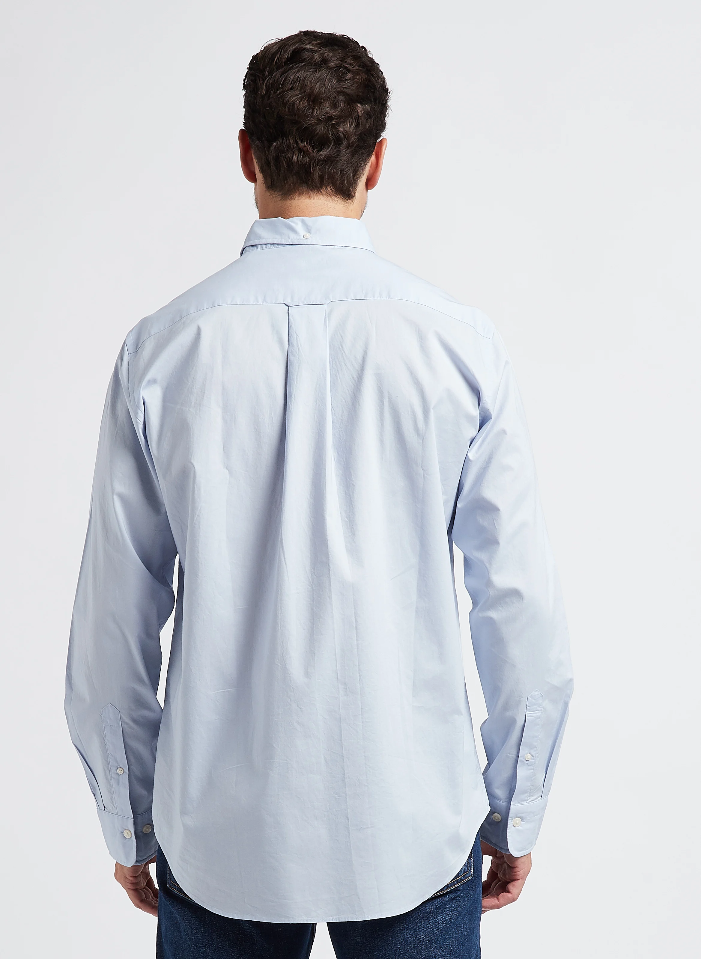 Chemise droite col américain en coton recyclé | Bleu