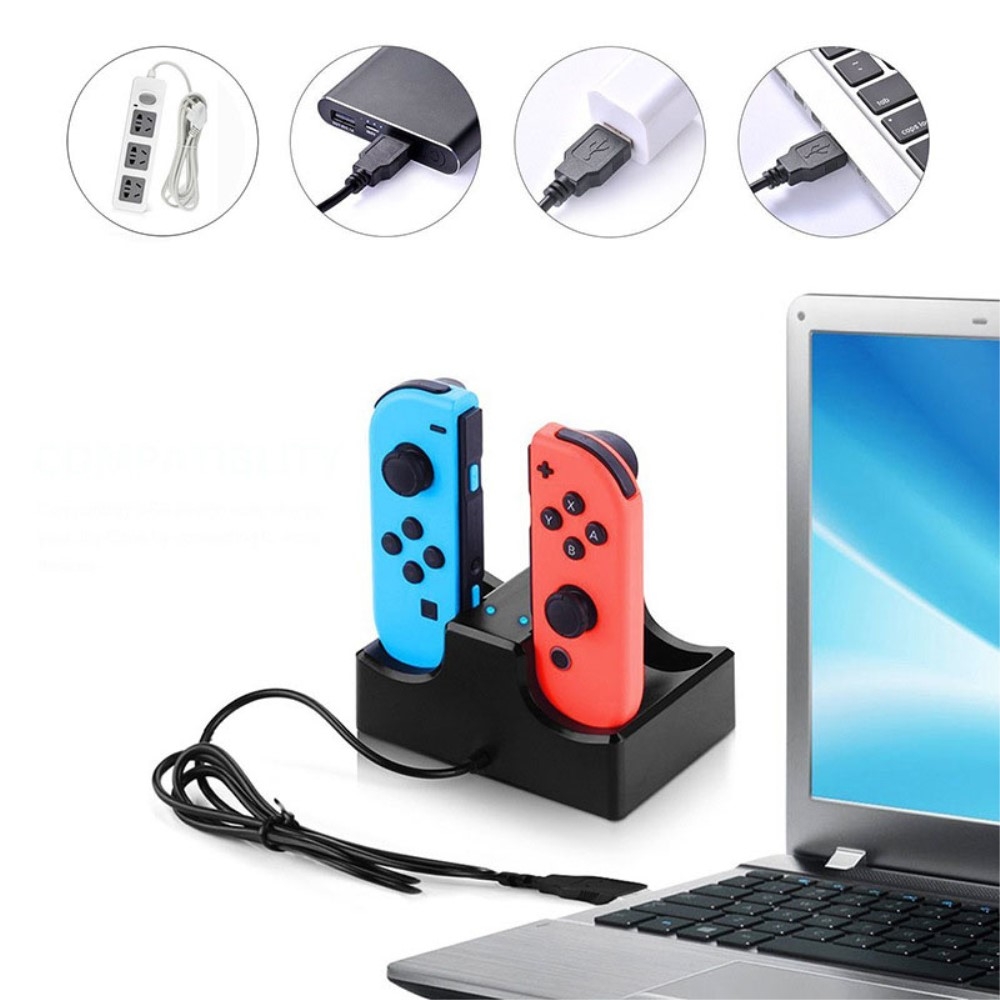 4-fach USB Akku Ladegerät für Nintendo Switch / OLED Joy-Con Controller
