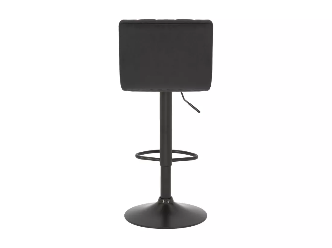 Lot de 2 Tabouret de bar - Velours & Métal noir mat - Noir - Jamie