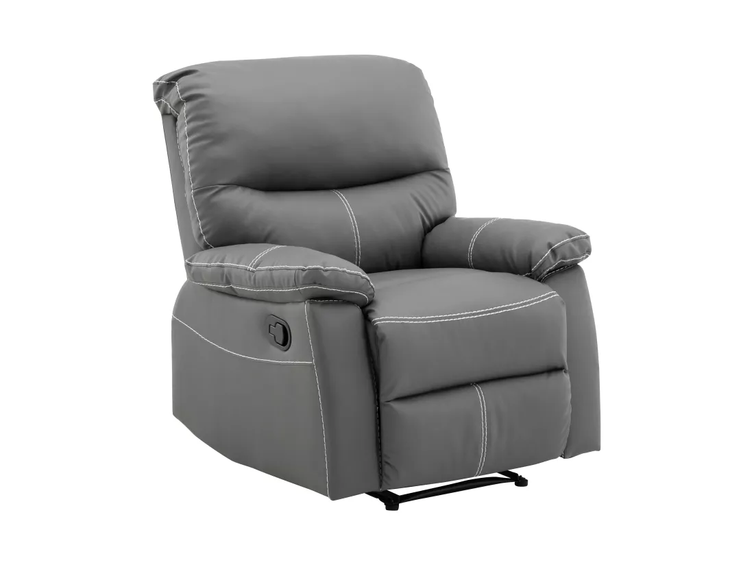 Canapé 3 places et un fauteuil relax en simili gris CANBY