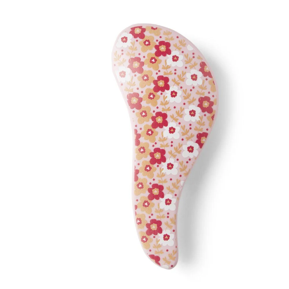 Brosse à cheveux compacte en plastique imprimé 4 coloris