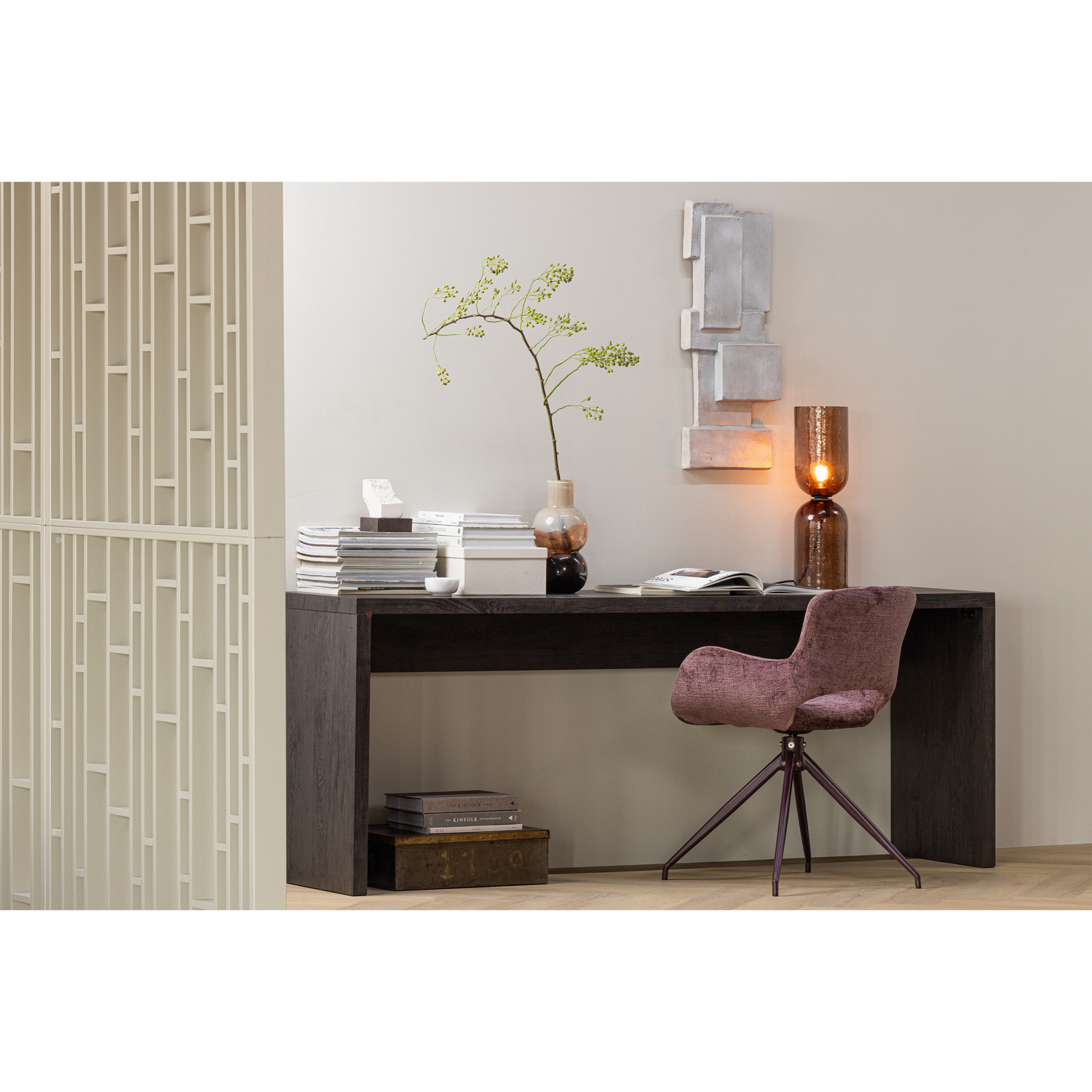 WOOOD Eliva Eetkamerstoel - Structure Velvet - Paars