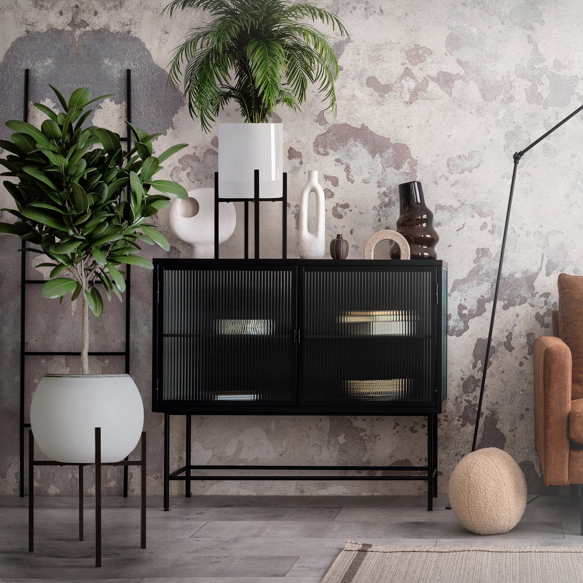 ML-Design Bloemenstandaard, Zwart, 22-30x22-30x40,5 cm, Verstelbare, Moderne Bloempotstandaard, Stevige Metalen Plantenstandaard, In Maat Verstelbare Bloempothouder, Bloempotdecoratie, Bloemenhouder