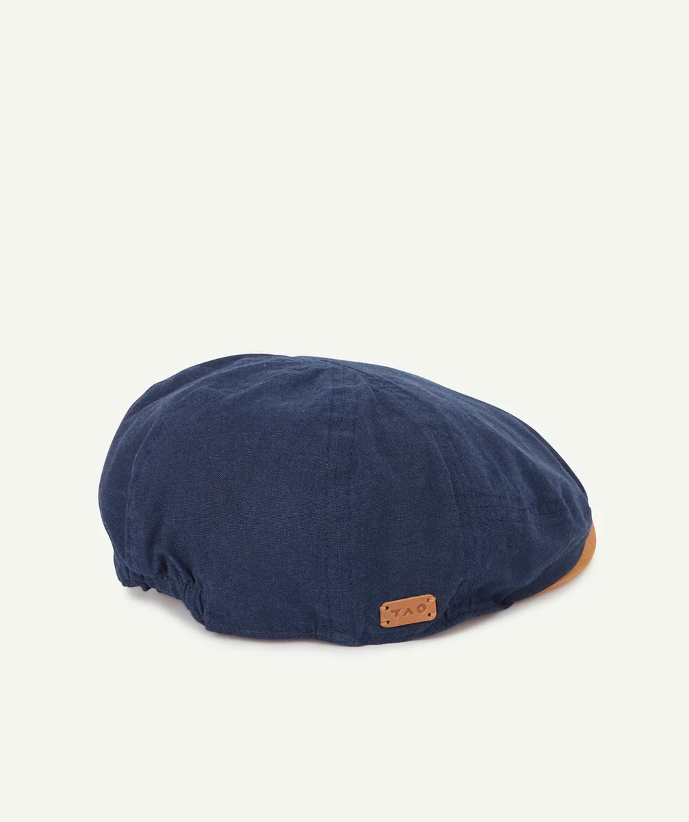 CASQUETTE GAVROCHE GARÇON EN COTON BLEU MARINE ET CAMEL