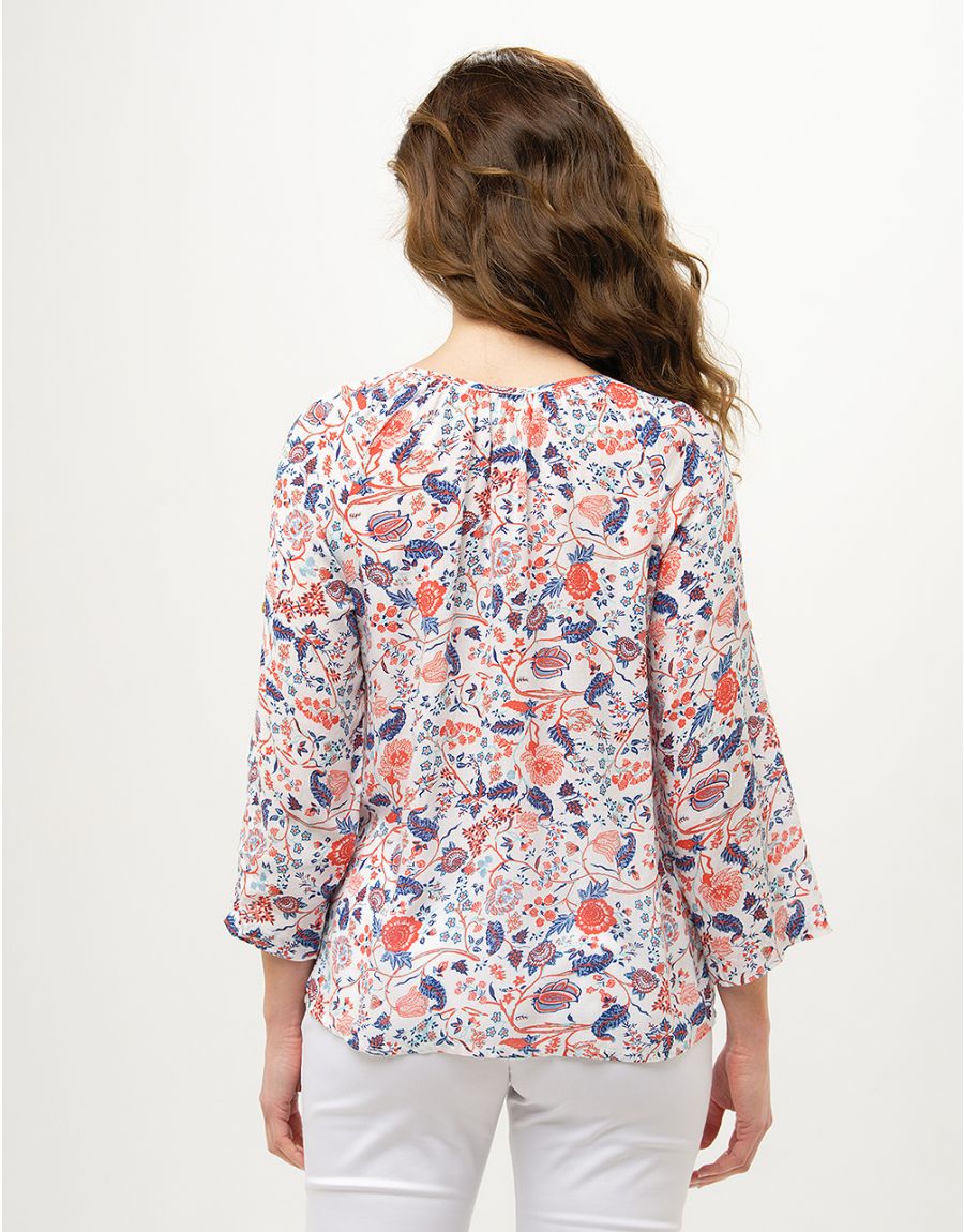 Blouse blanche fleurie
