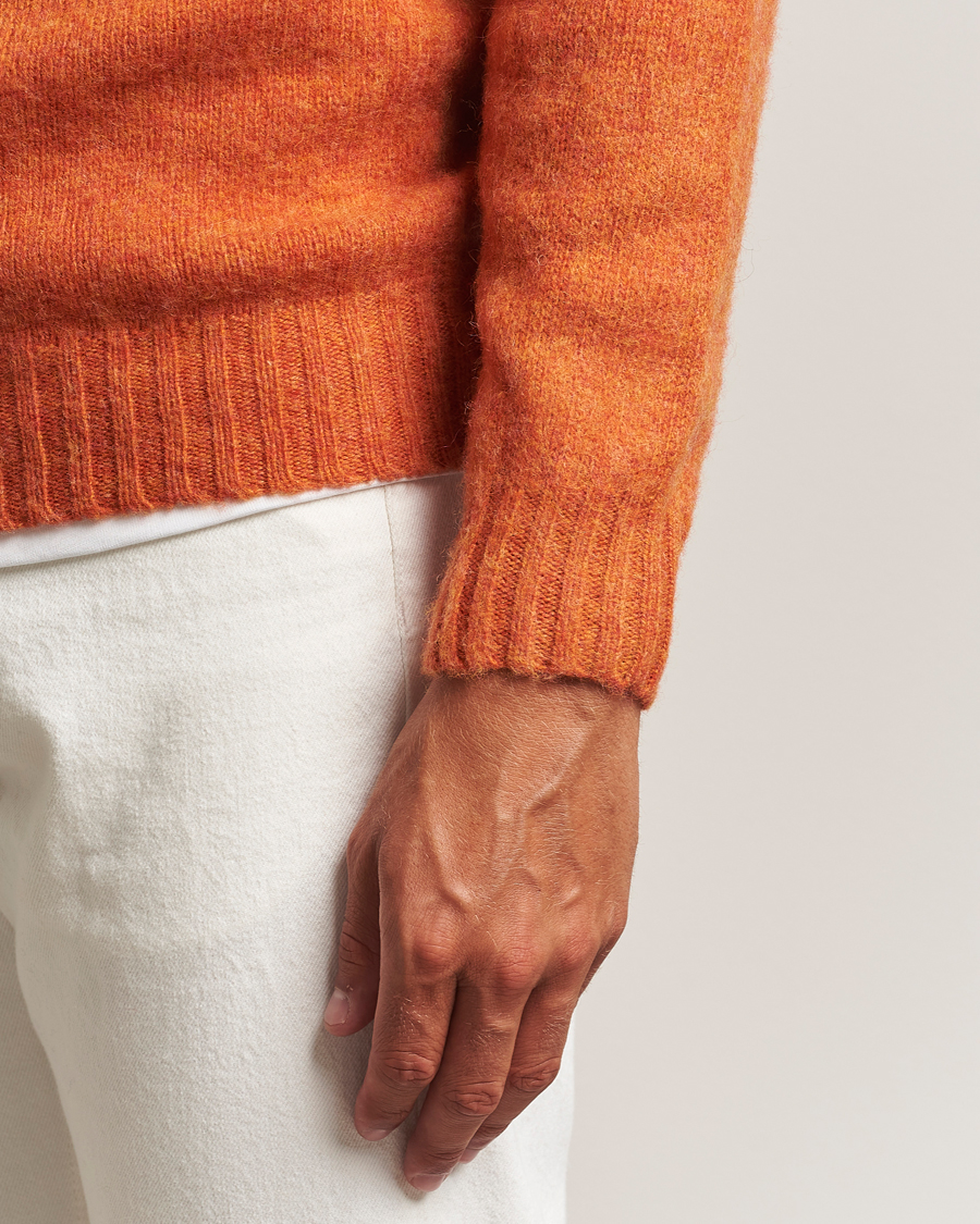 Harley Of Scotland Brushed Supersoft Lambswool Crewneck Satsuma