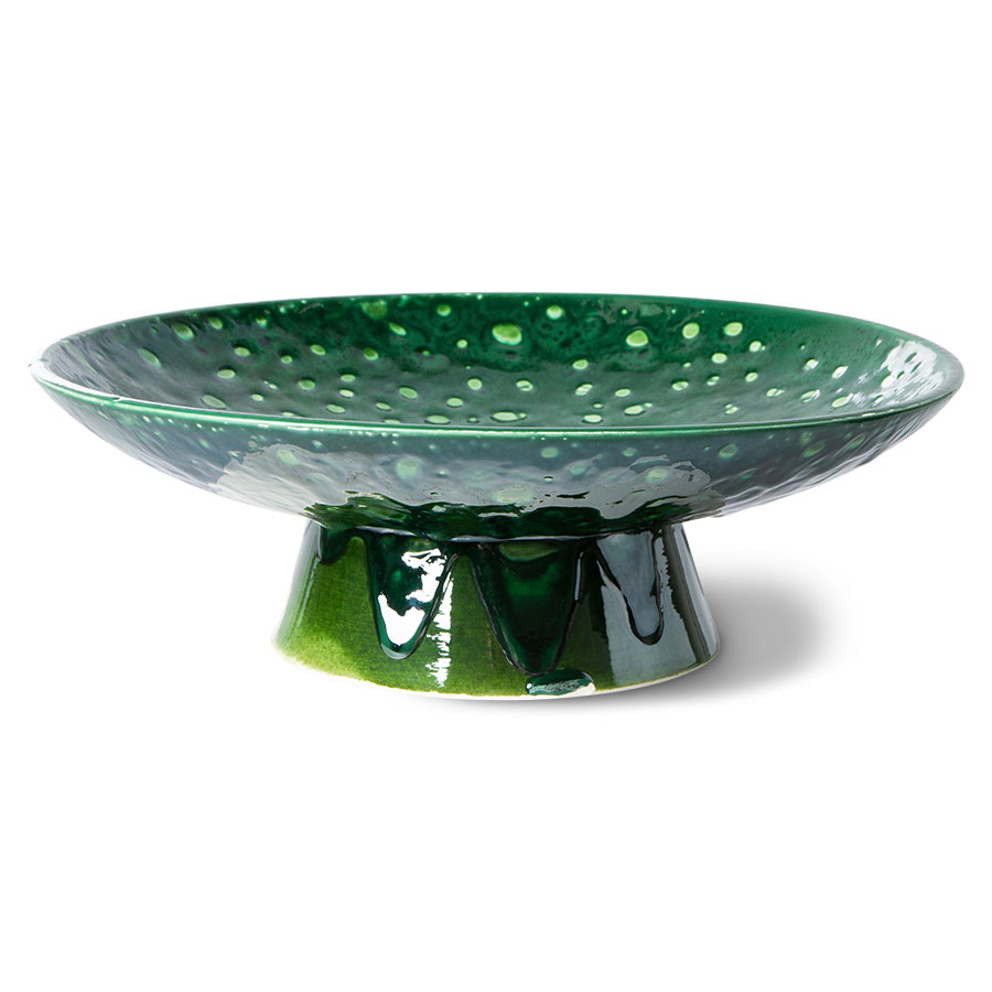 Servies Emeralds Bowl on Base L dripping groen