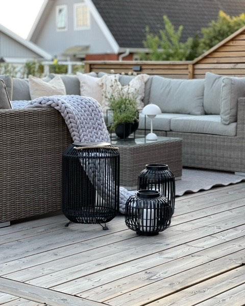 Loungeset met tafel 6-zits CONTARE rechtszijdig modulair PE rotan Taupe