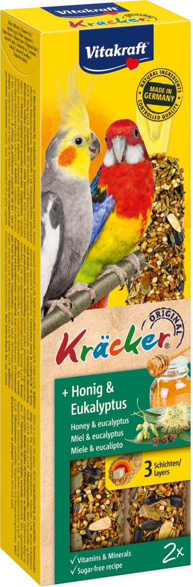 Vitakraft vogelsnack Kräcker valkparkiet honing en eucalyptus 2 stuks