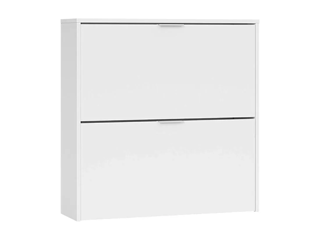 Étagère à chaussures Louisville, Armoire à chaussures avec 2 portes pliantes, Étagère à chaussures d'entrée basse, Armoire basse, 75x22h76 cm, Blanc