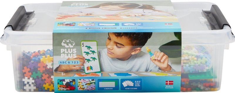 Plus-Plus - Basic Opbergbox abc/123 - Bouwset - Set met 2000 bouwstenen