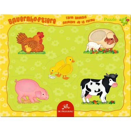 Die Spiegelburg Fühlpuzzle Bauernhoftiere, 5 Teile